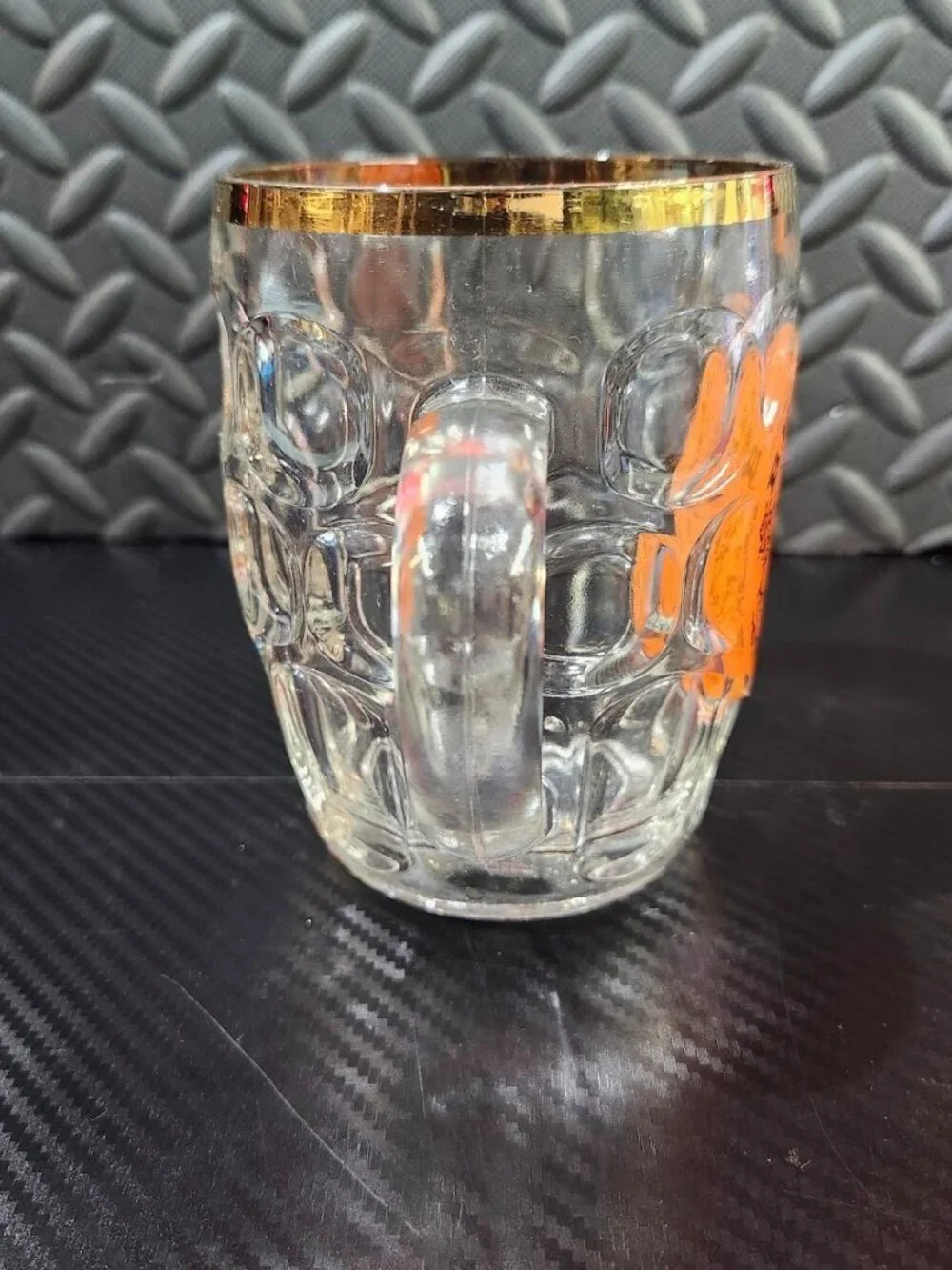 Vintage Ravenhead Glass Gold Trim Bermuda Souvenir Half Pint Stein Mug